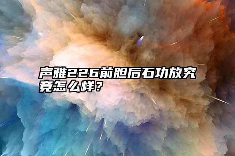 声雅226前胆后石功放究竟怎么样？